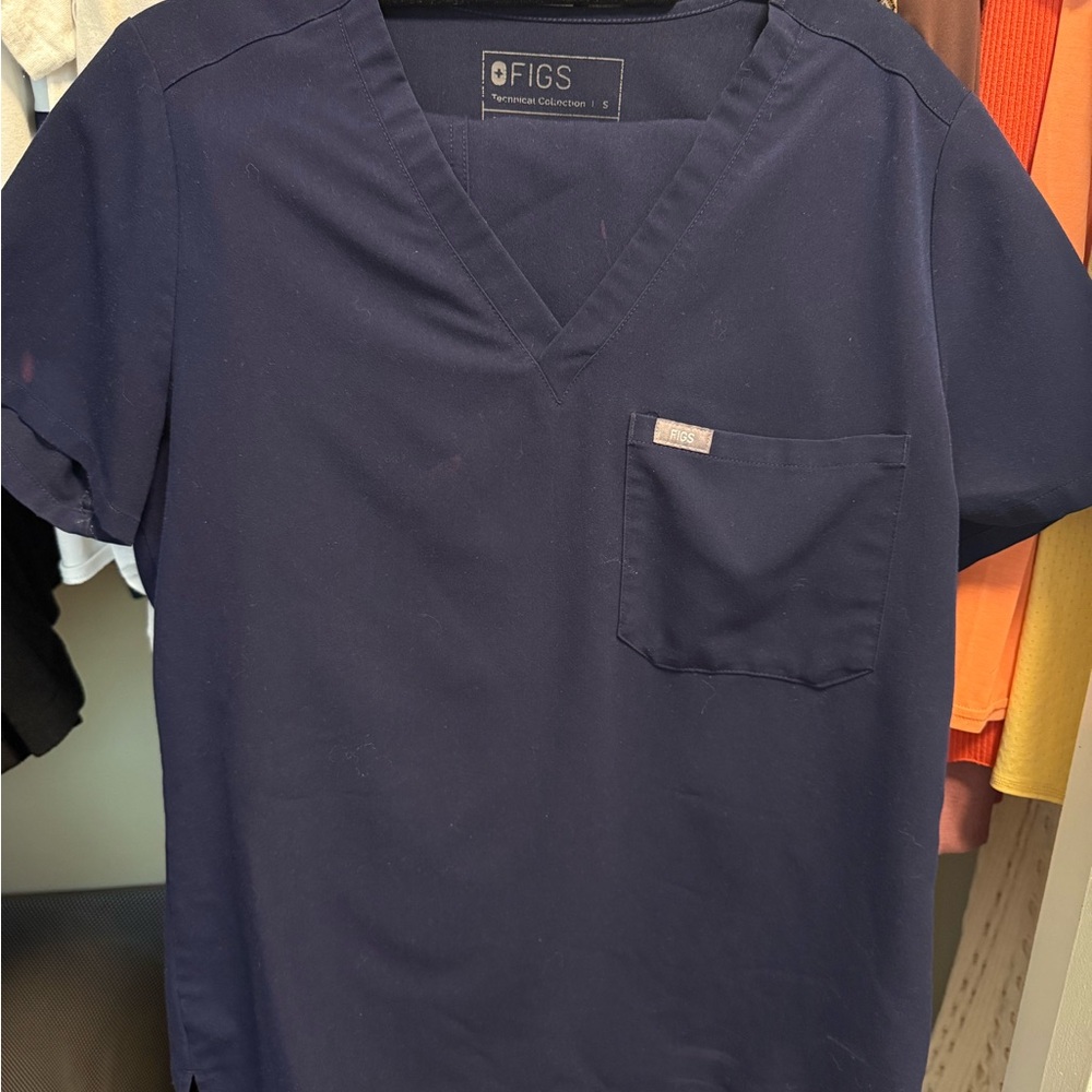 FIGS Women's Navy Blue Scrub Top
